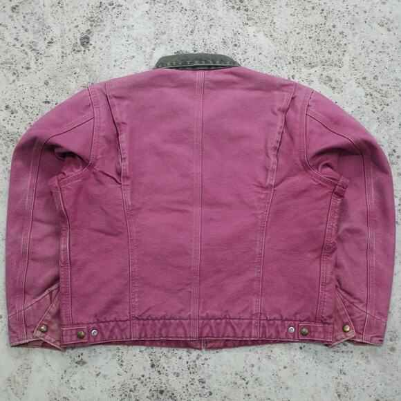 Vintage Carhartt WOMENS WJ097 RBY CRAZY Faded Pink Detroit Jacket Size Large - Picture 4 of 16
